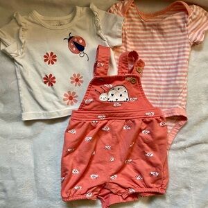 Adorable Kids Ladybug Matching Set - White, Pink, Coral